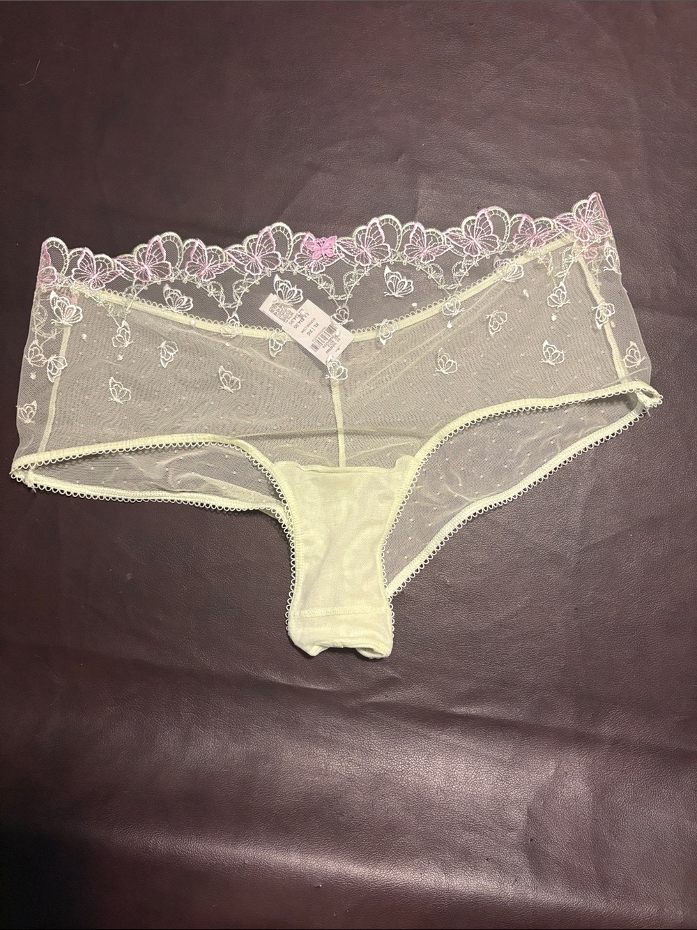 NWT Victoria’s Secret Sheer Lace Hipster Panty butterflies yellow XL